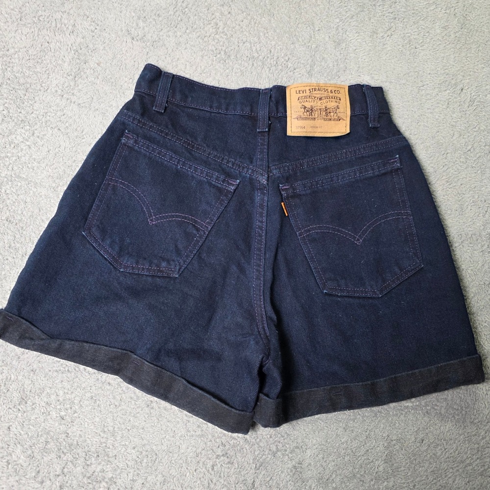 Levi's Womens 5 37954 Denim Shorts Dark Indigo Orange Tab High Rise USA 90s Y2K